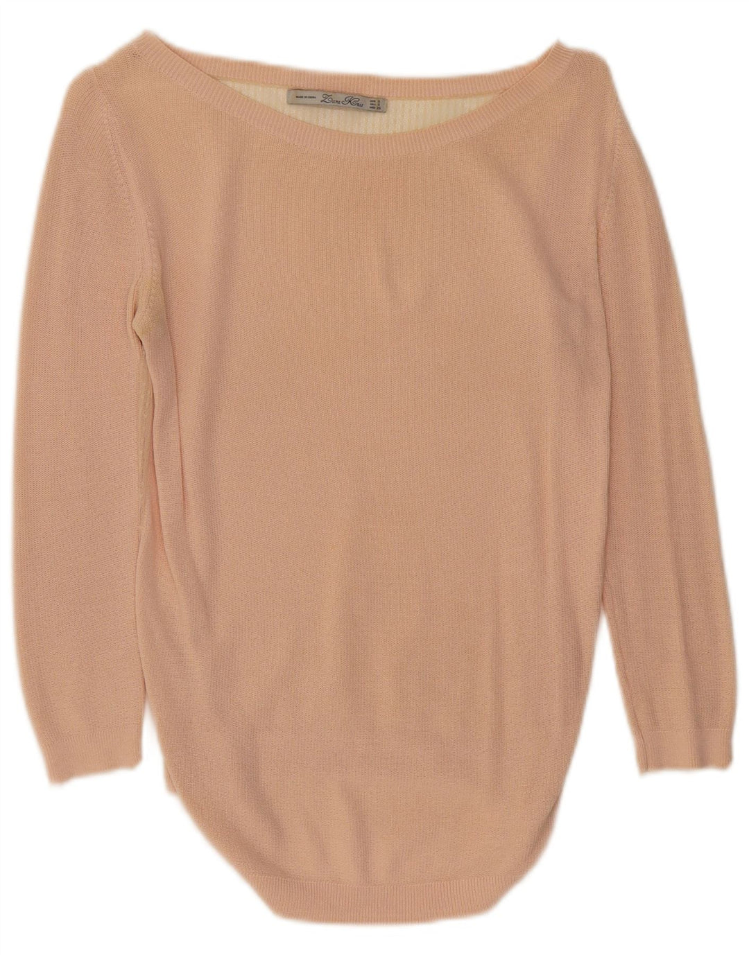 ZARA Dame Boat Neck Jumper Sweater UK 10 Small Pink