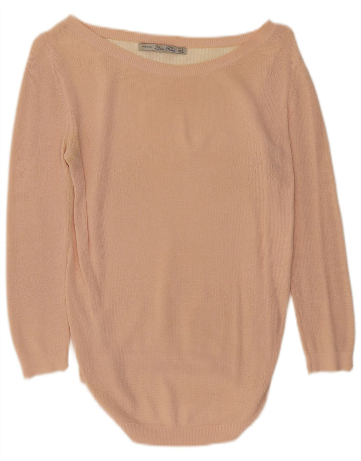 ZARA Dame Boat Neck Jumper Sweater UK 10 Small Pink