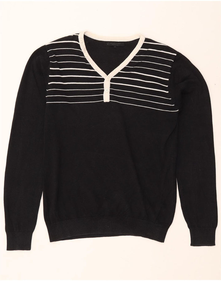 JACK & JONES Herre V-hals sweater Stor sort stribet