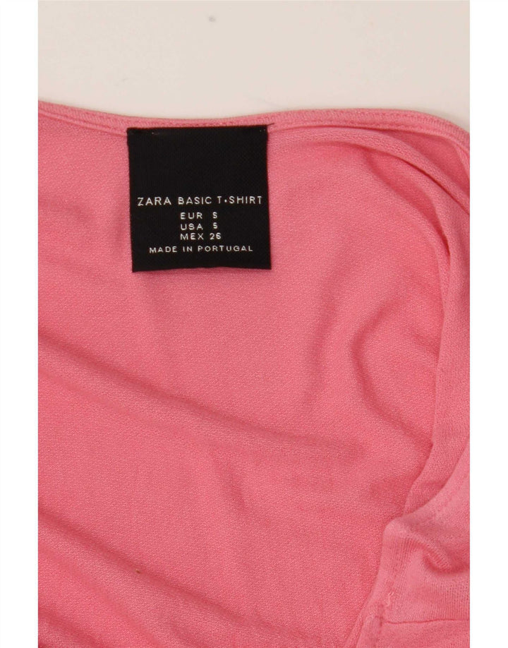 Zara Womens Crop Top Langærmet UK 10 Small Pink
