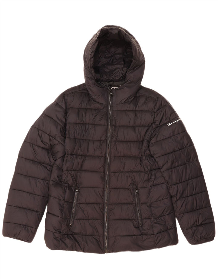 Champion Dame Hætte Polstret Jakke UK 44 2XL Sort Polyamid