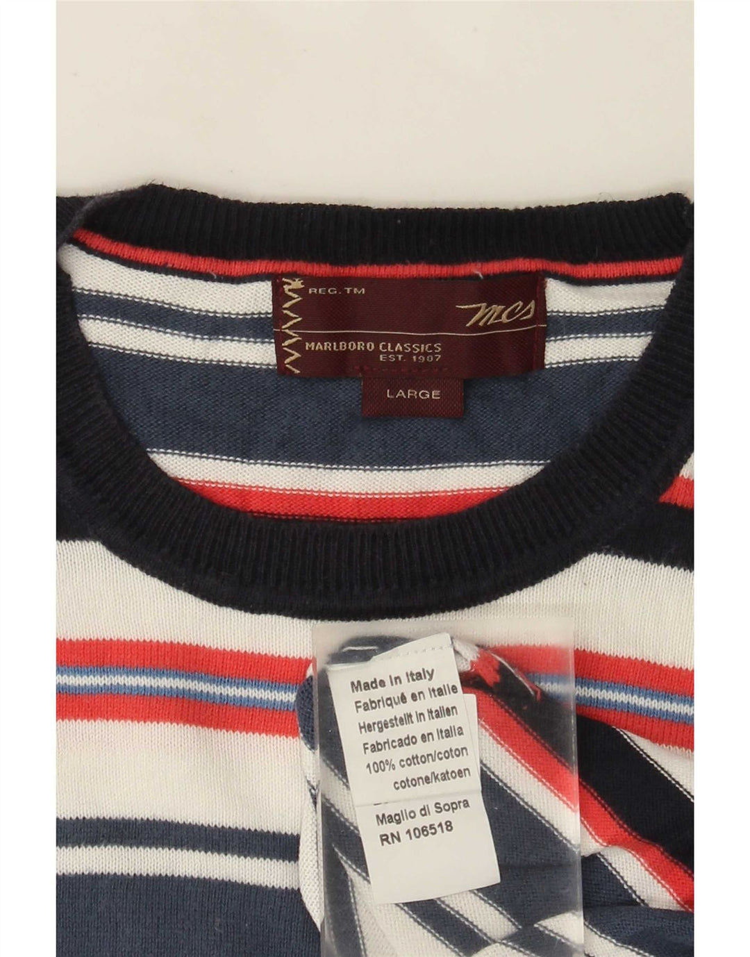 Marlboro Classics Herre Crew Neck Jumper Sweater Stor flerfarvet stribet