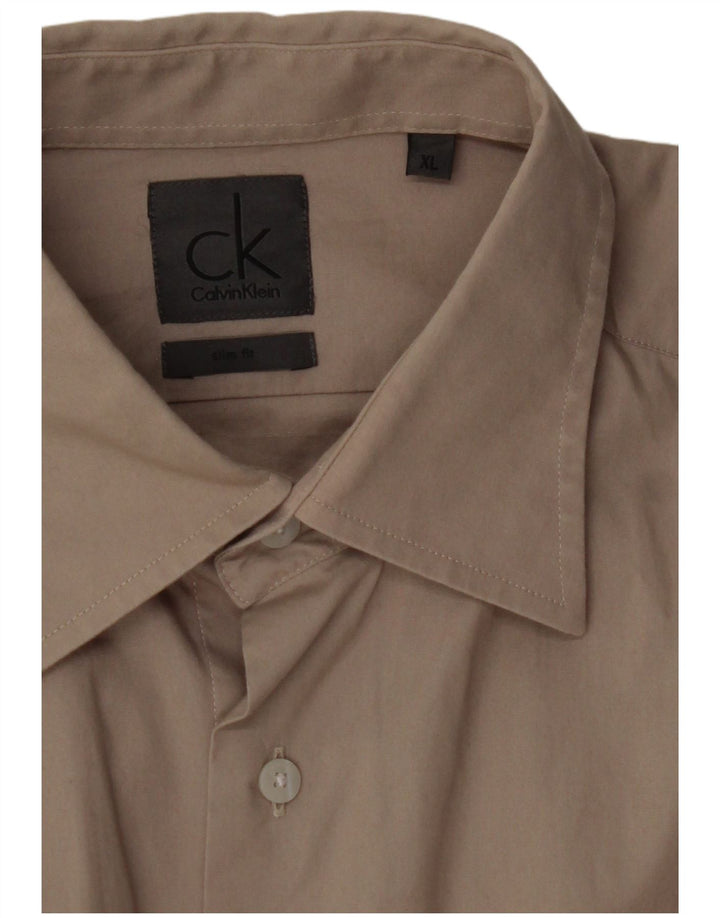 CALVIN KLEIN Herre Slim Fit skjorte XL Beige