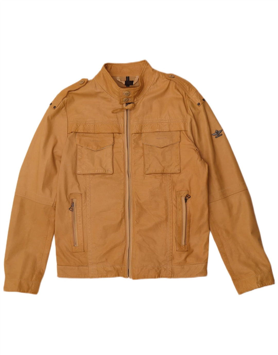 Dekker Herre Militær Læderjakke UK 38 Medium Beige