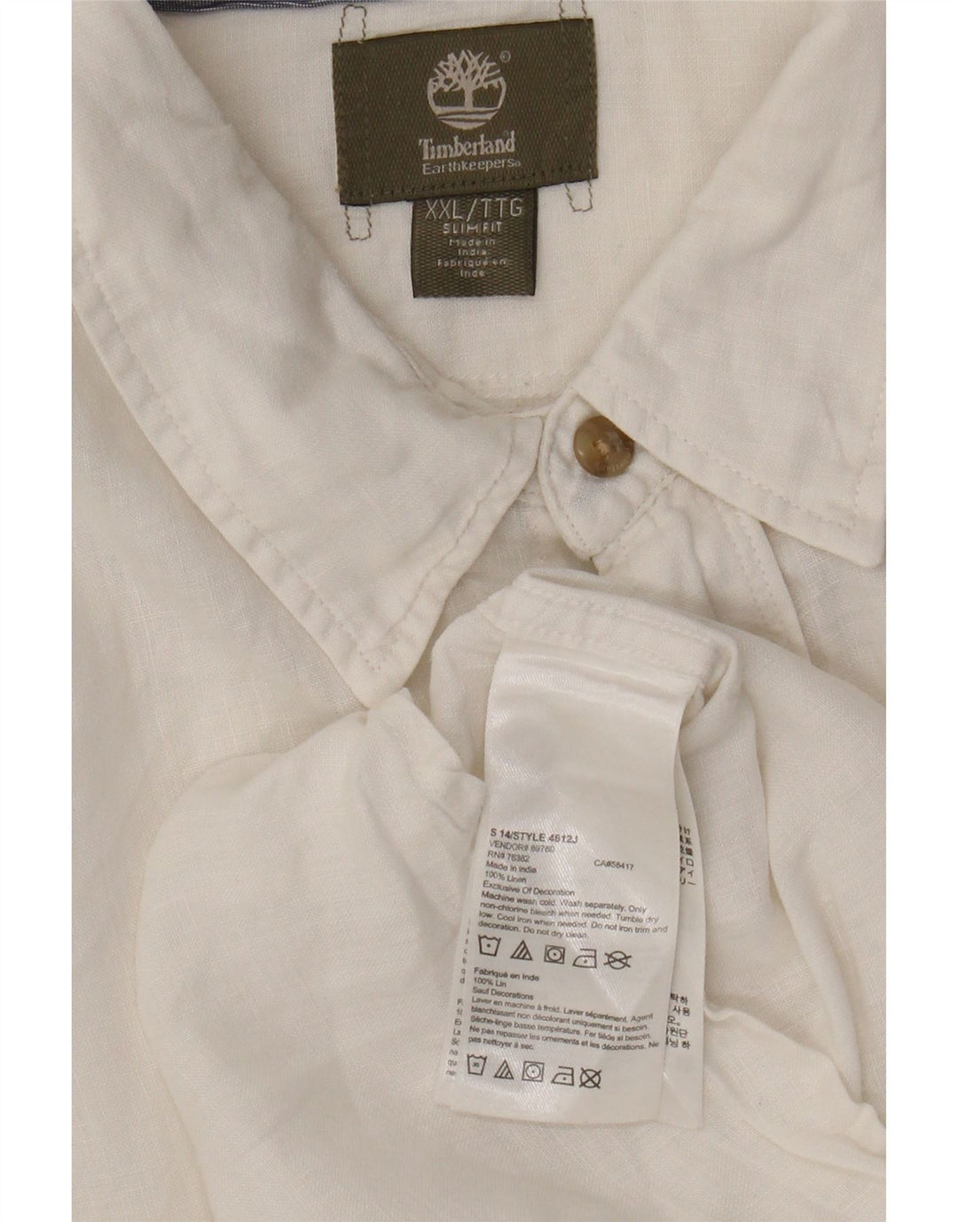 Timberland Herre Slim Fit skjorte 2XL hvid hør