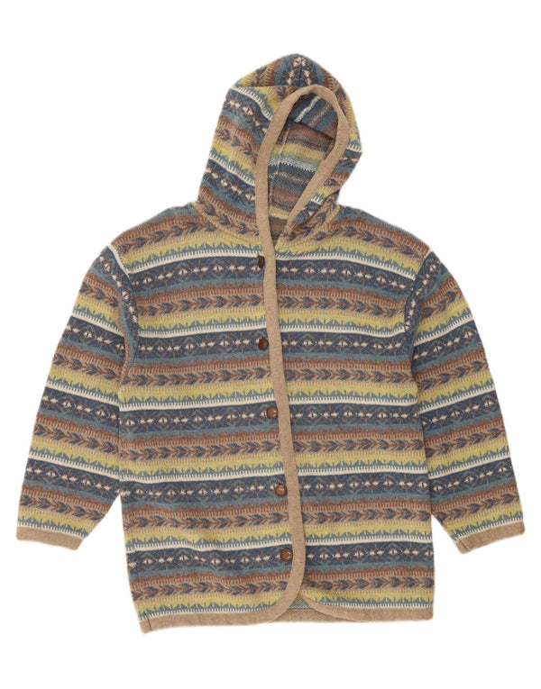 Vintage sweater med hætte til kvinder UK 18 XL Flerfarvet stribet