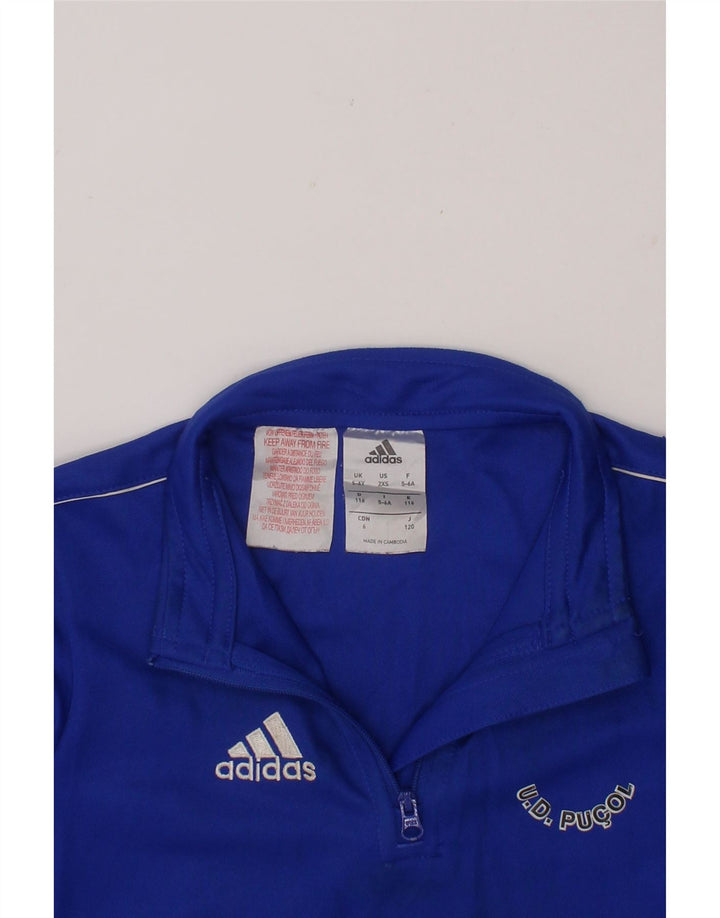 ADIDAS Boys Climalite Graphic Pullover Tracksuit Top 5-6 Years Blue Vintage Adidas and Second-Hand Adidas from Messina Hembry 