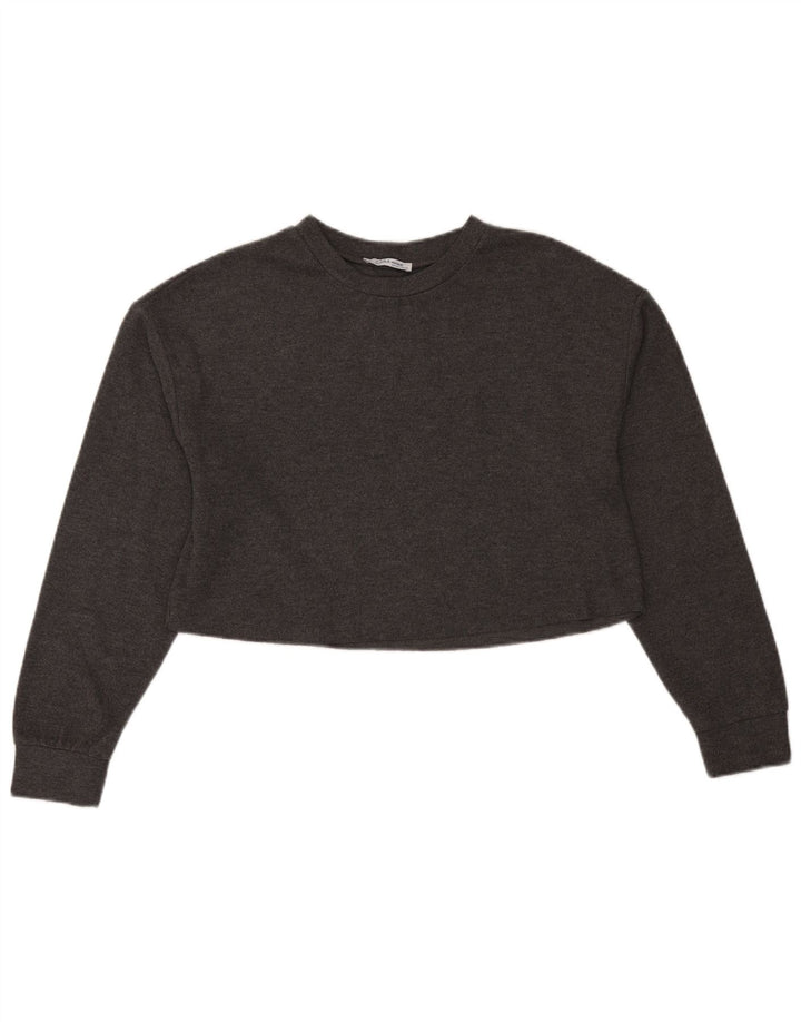 Zara Dame Trafaluc Crop Top Langærmet UK 14 Medium Grey Polyester