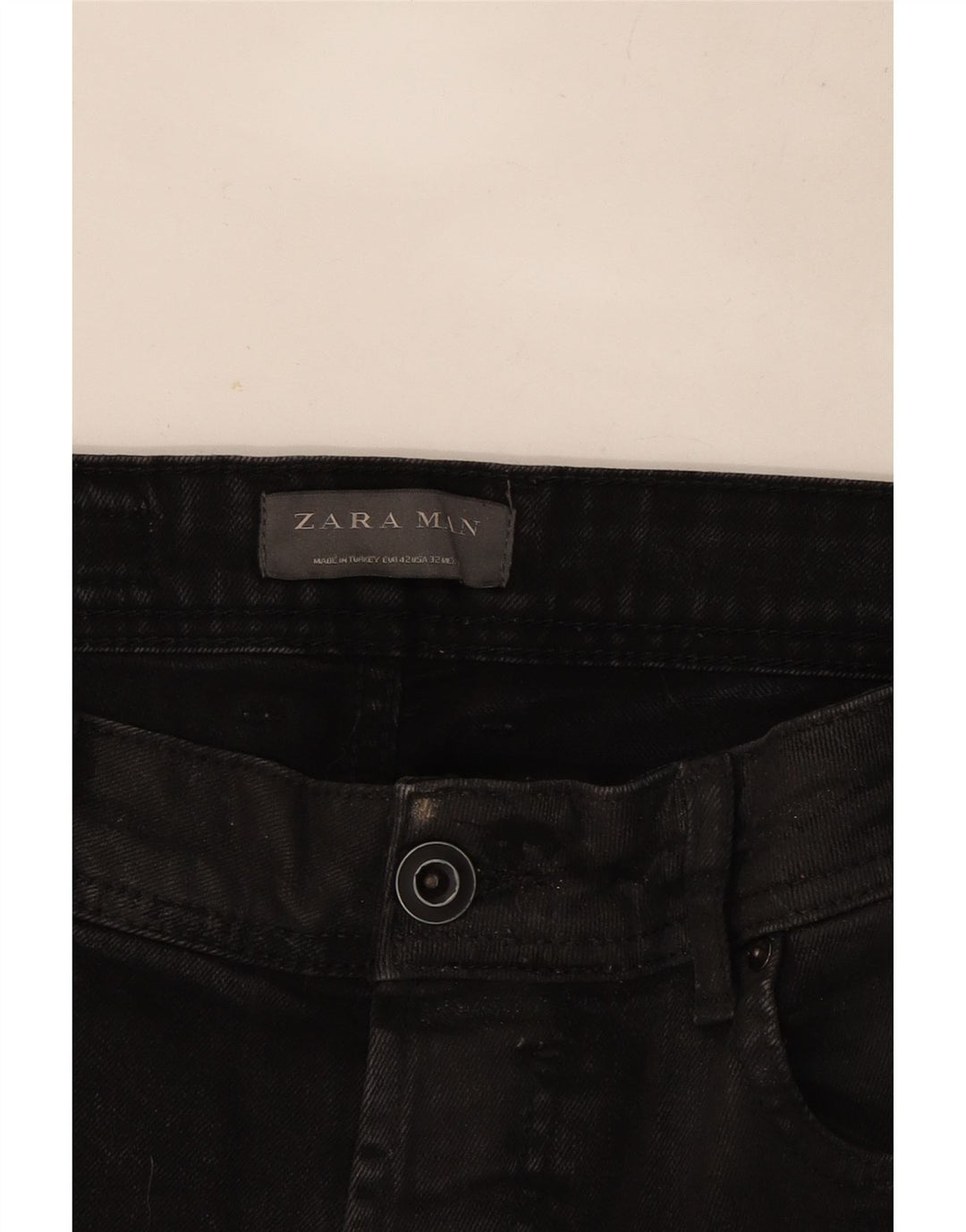 Zara Herre Distressed Slim Jeans EU 42 Large W32 L26 Sort