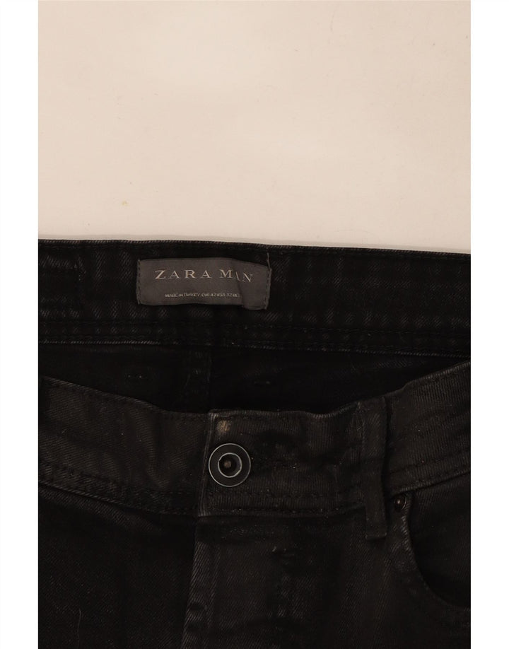Zara Herre Distressed Slim Jeans EU 42 Large W32 L26 Sort