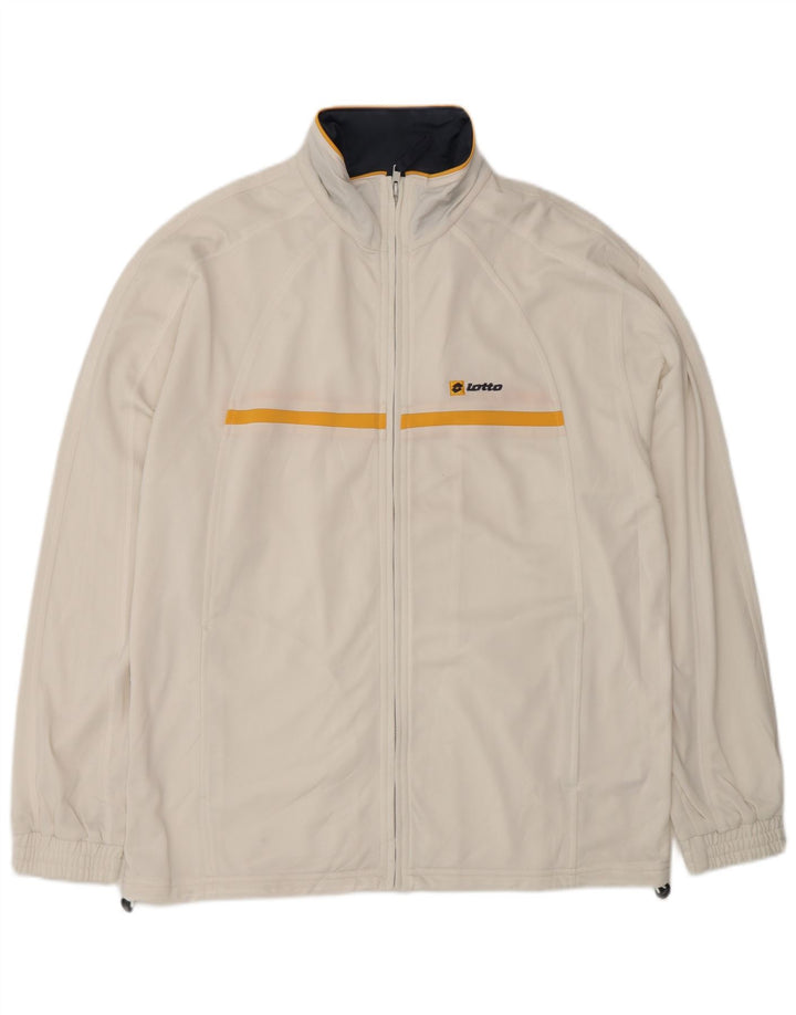 LOTTO Mens Tracksuit Top Jacket Medium Off White Polyester