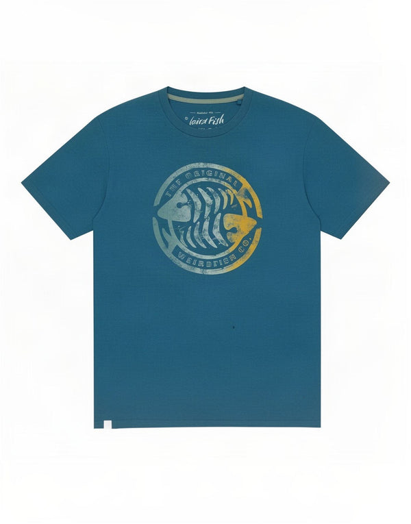 Weird Fish Herre Grafisk T-Shirt Top XL Blå Bomuld