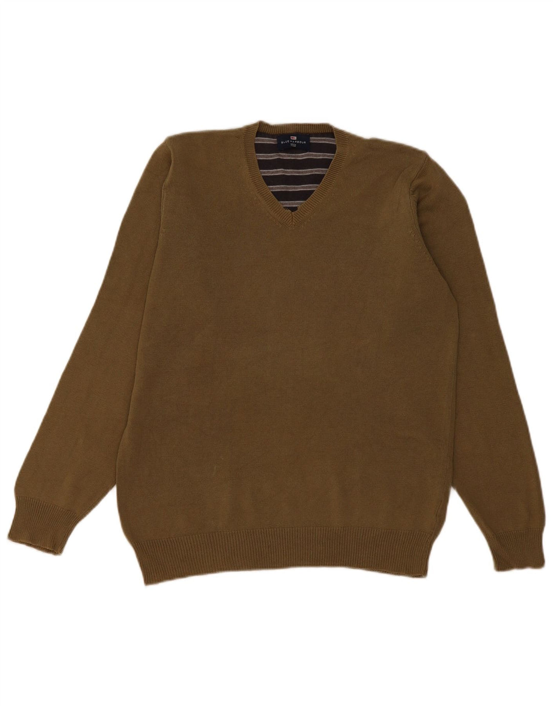 Marks & Spencer Herre Blue Harbor V-hals sweater lille Khaki Bomuld