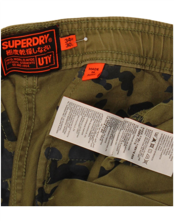 Superdry Mens Slim Cargo Trousers W34 L30 Khaki Cotton