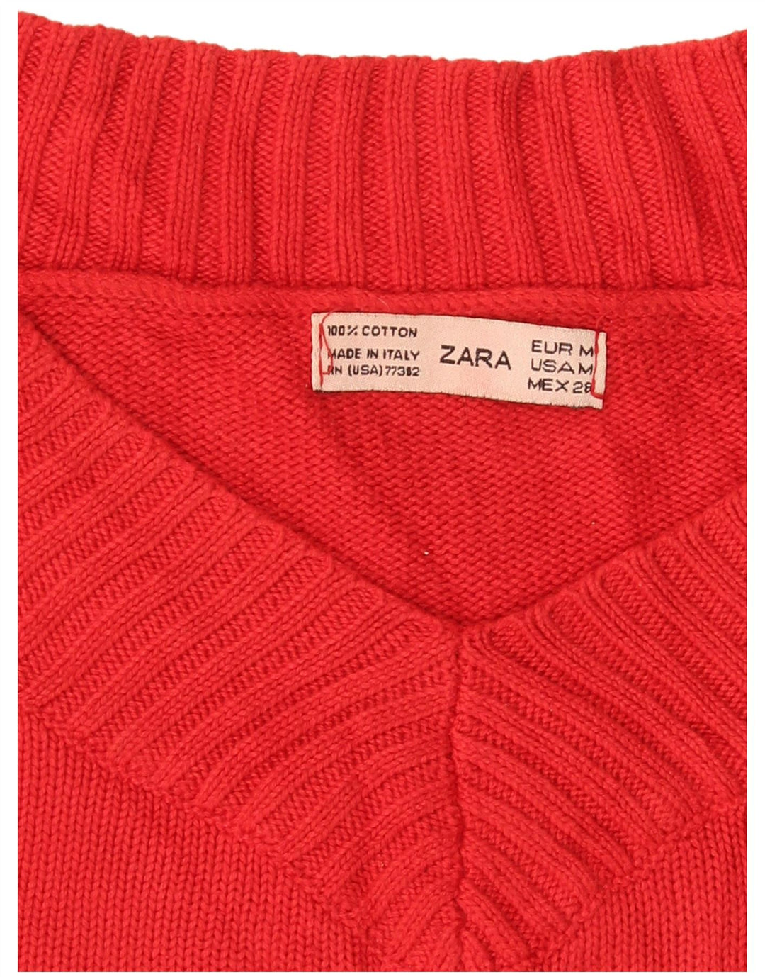 Zara Womens Crop V-hals sweater UK 12 Medium Rød Bomuld
