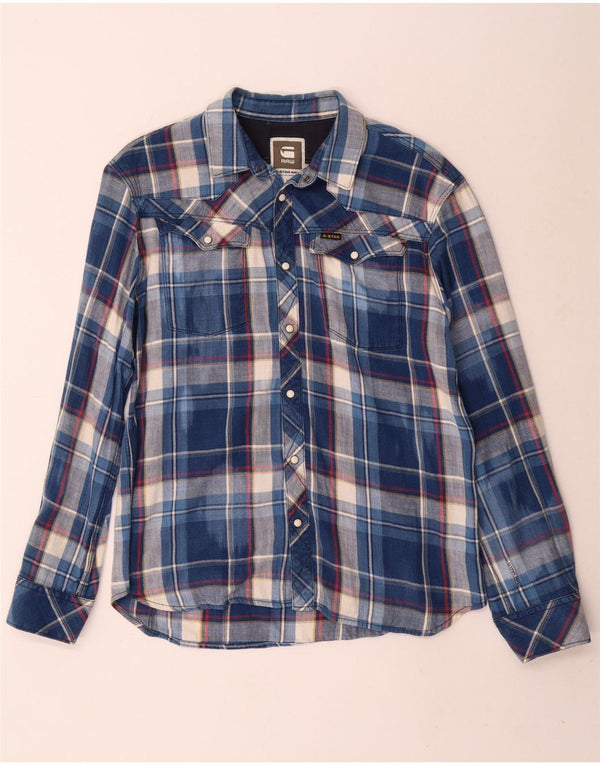 G-Star Herre Flanellskjorte XL Blå Plaid Bomuld