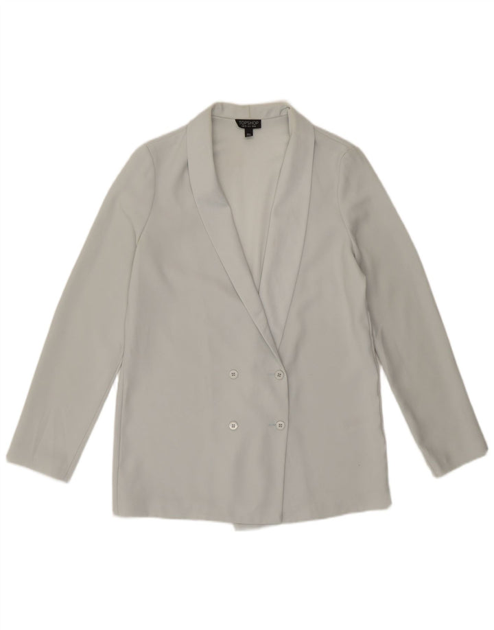 Topshop Dame Dobbeltradet Blazer Jacket UK 10 Small Grå Polyester