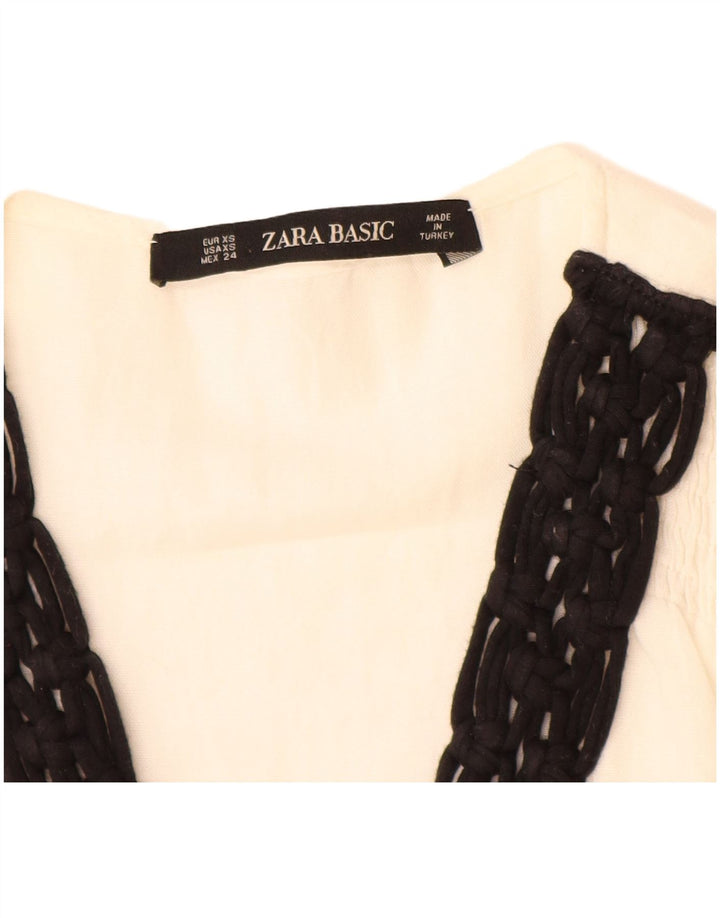 Zara Dame ærmeløs bluse Top UK 6 XS Hvid