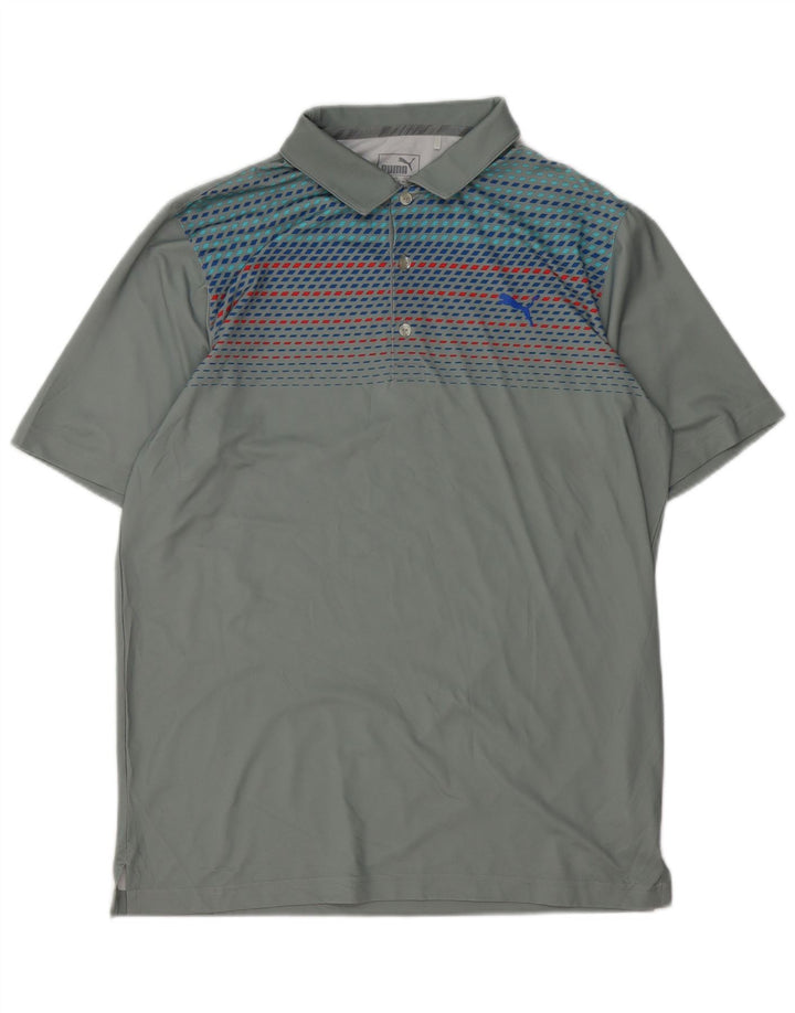 PUMA Poloskjorte til mænd mellemgrå geometrisk polyester