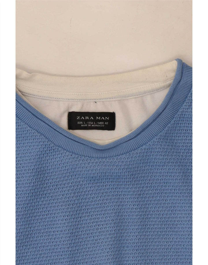 Zara Herre sweater med rund hals, stor blå