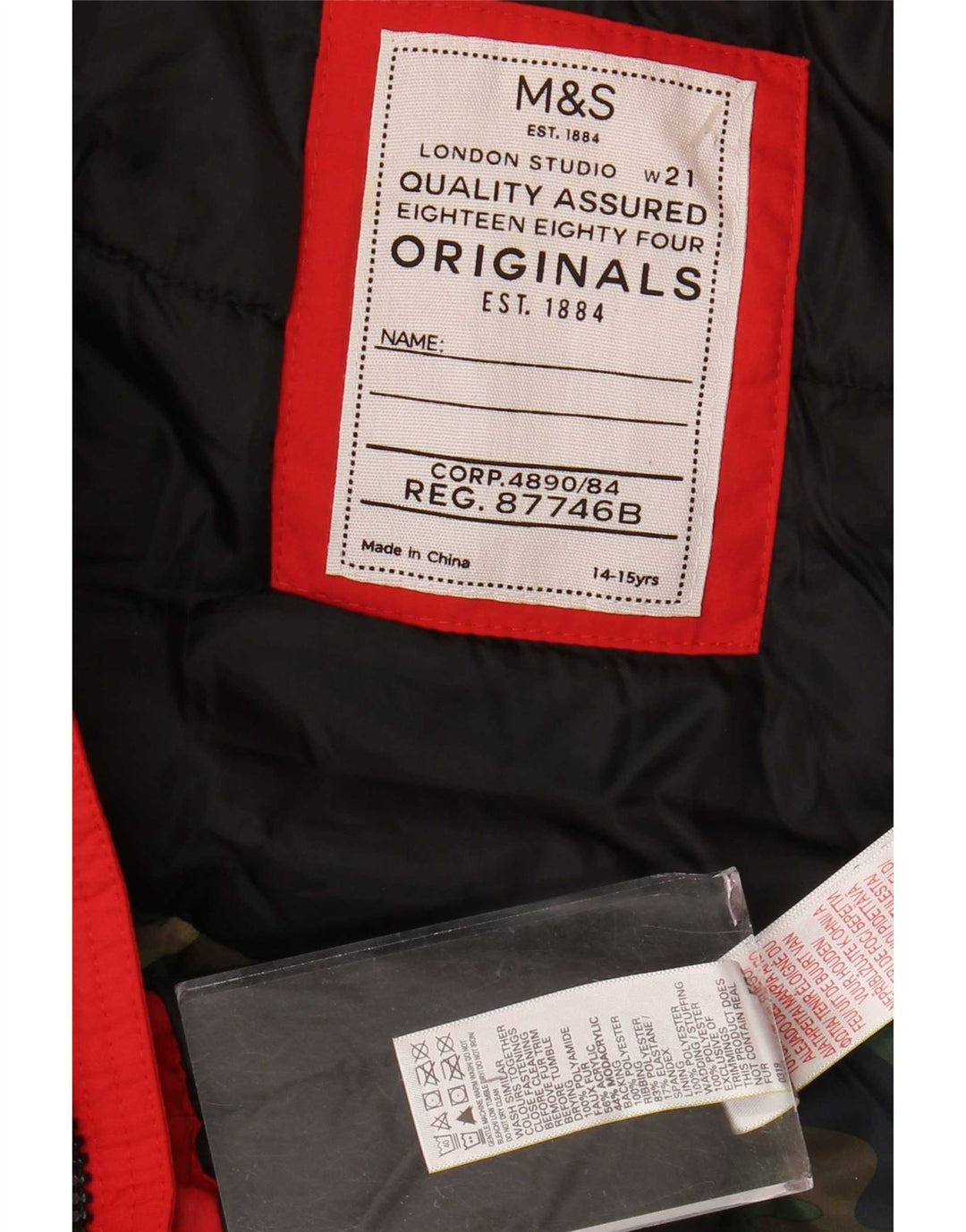 Marks & Spencer Boys Utility-jakke med hætte 14-15 år rød polyamid