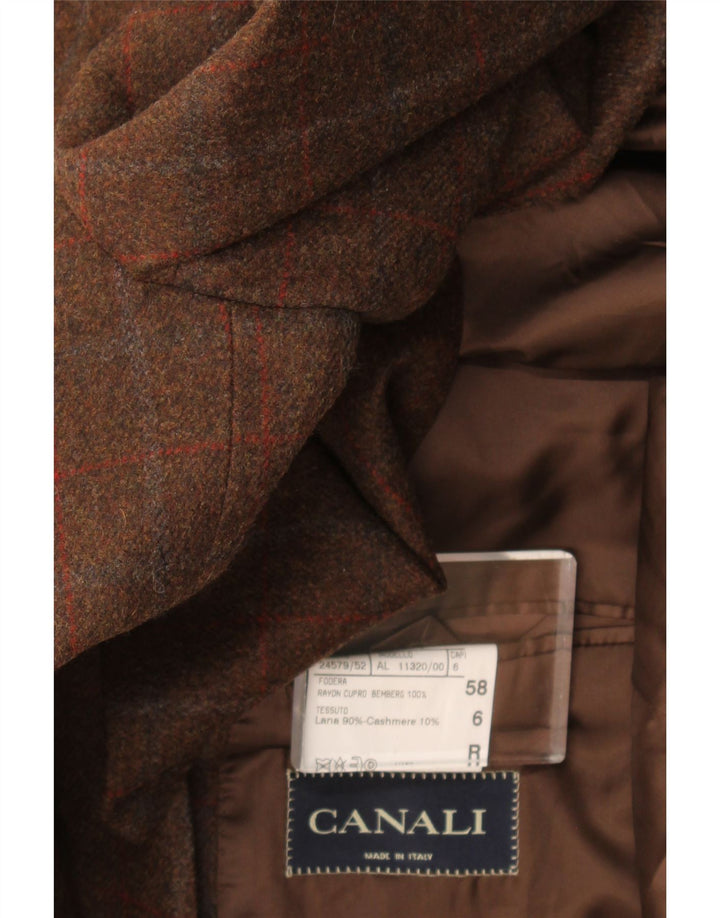 Canali Herre 3-knaps blazerjakke IT 58 4XL brun ternet uld