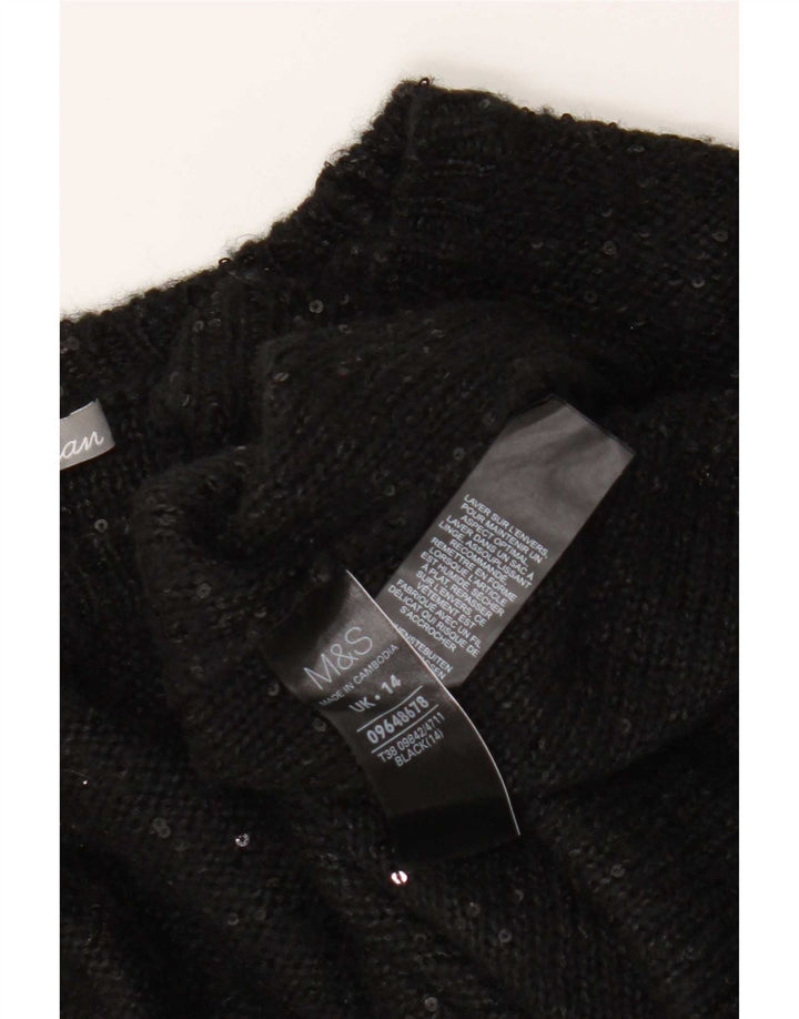 Marks & Spencer Dame Oversized Boat Neck Jumper Sweater UK 14 Large Black
