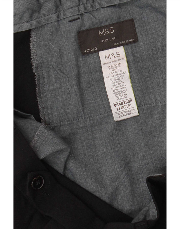 Marks & Spencer Herre Regular Fit Suit Bukser W42 L31 Sort polyester