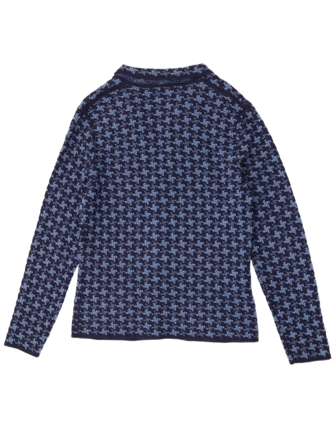 Vintage cardigan sweater til mænd IT 50 Medium Blue Houndstooth Uld