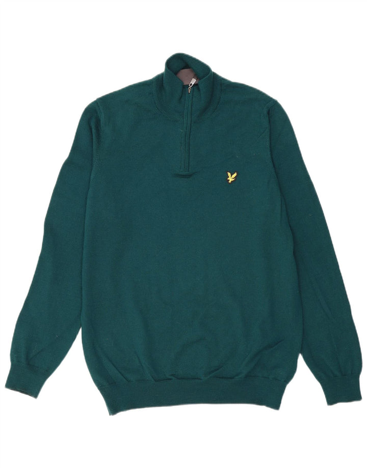 LYLE & SCOTT Herre sweater med lynlåshals mellemgrøn akryl