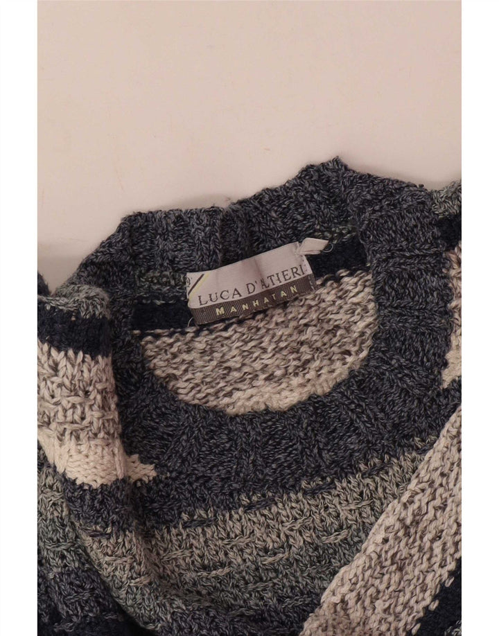 Luca D'altieri Herre Crew Neck trøje Sweater Stor Marineblå Stribet