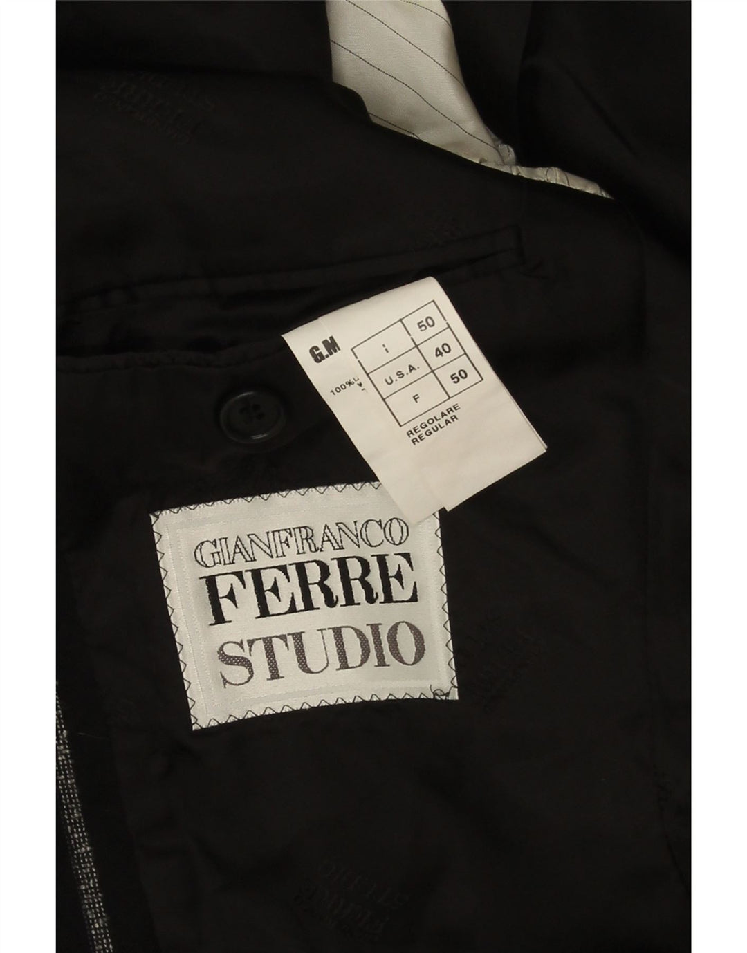 Gianfranco Ferre Herre 3-knaps blazerjakke IT 50 Stor sortstribet uld