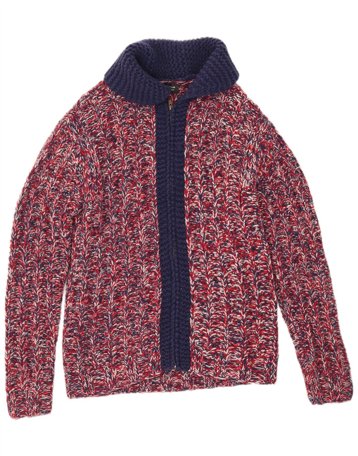 Vintage herre cardigan sweater lille rød flækket uld