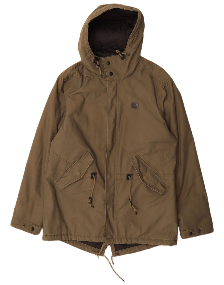 Vintage Industries Herre Hooded Parka Jacket UK 44 2XL Khaki Polyester