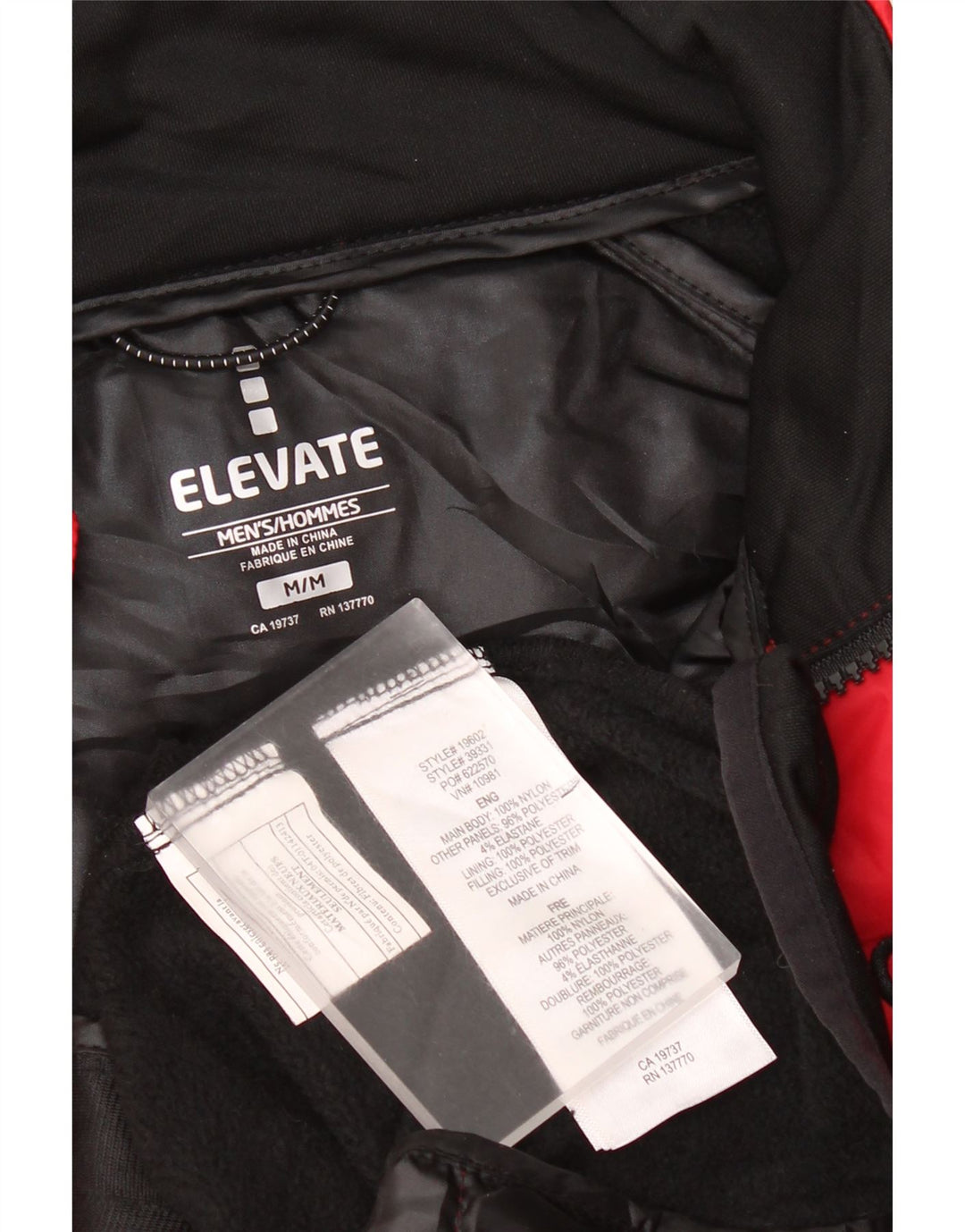 Elevate Herre lynlås polstret bomberjakke UK 38 Medium Rød Colourblock Nylon
