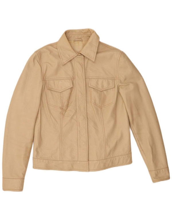 Vintage læderjakke til kvinder IT 44 Medium Beige Læder