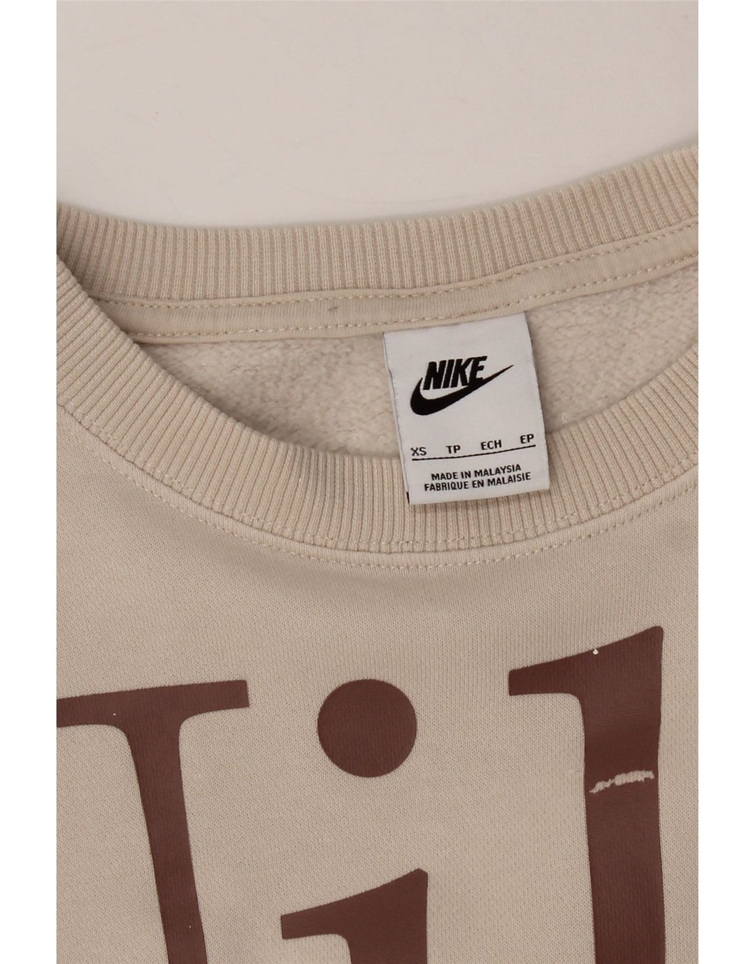 NIKE Mens Graphic Oversized Sweatshirt Jumper XS Beige Cotton Vintage Nike and Second-Hand Nike from Messina Hembry 