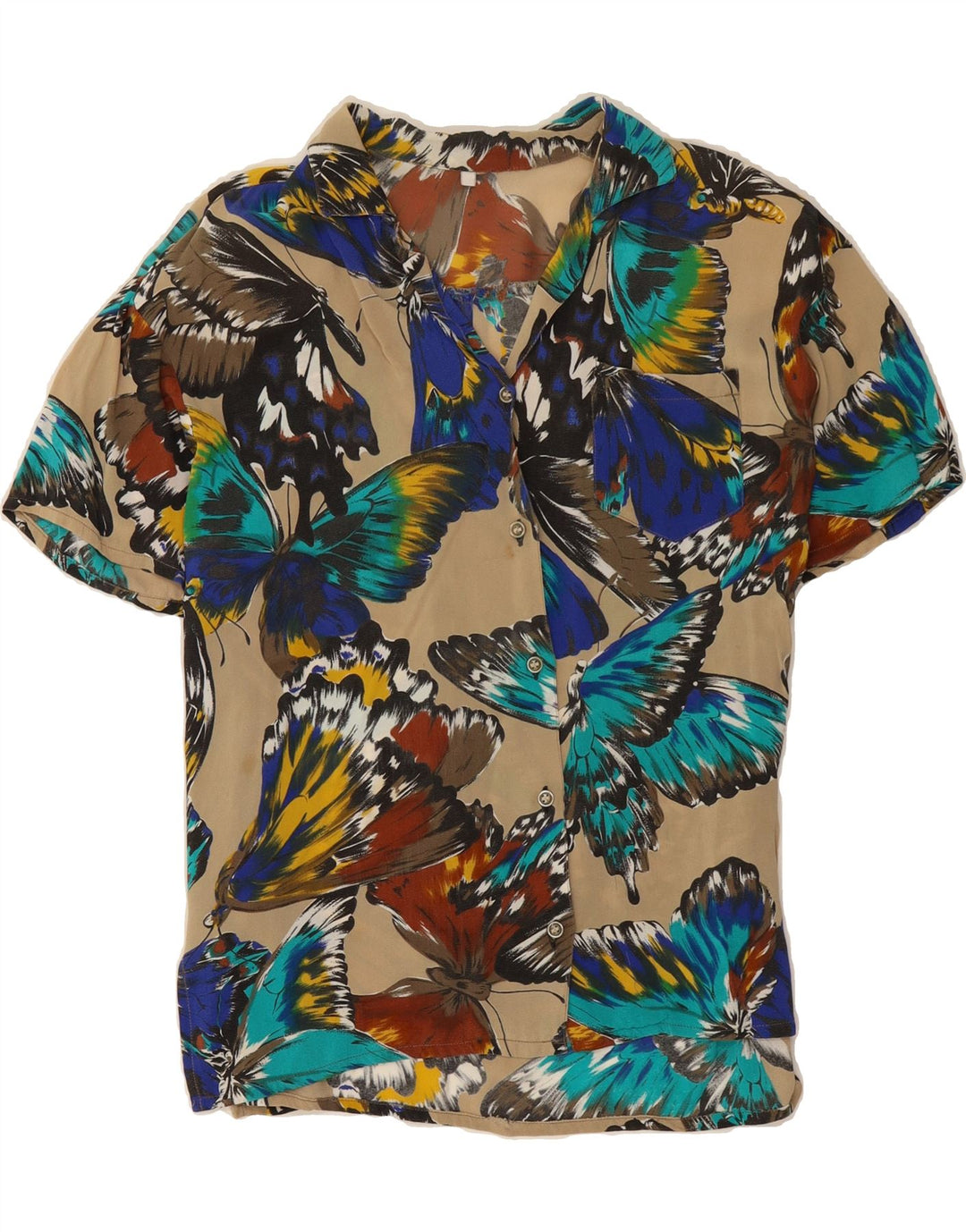 VINTAGE Womens Shirt Blouse UK 16 Large Multicoloured Butterfly Vintage Vintage and Second-Hand Vintage from Messina Hembry 