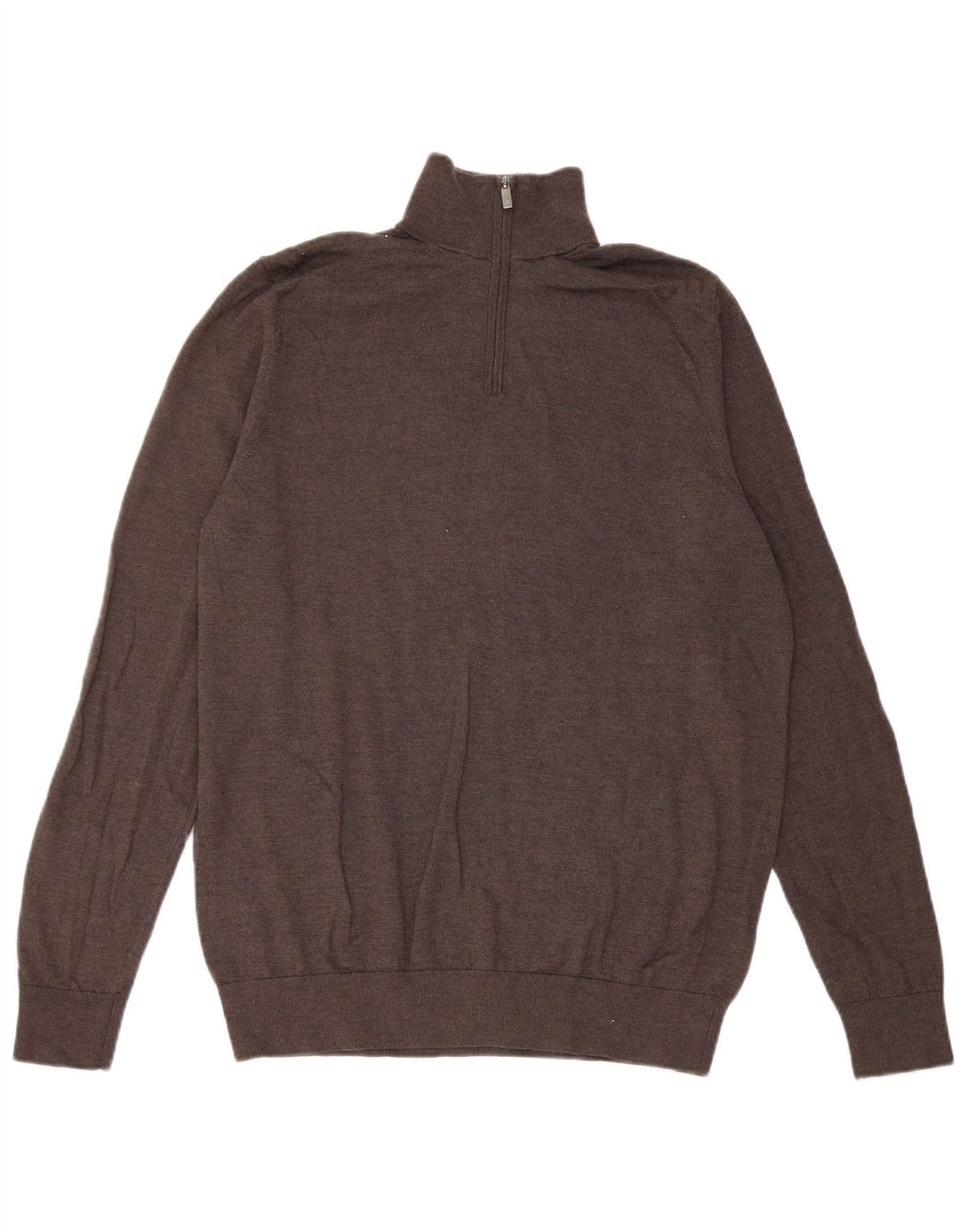 Marks & Spencer Herre Autograph Zip Neck Jumper Sweater Stor Brun