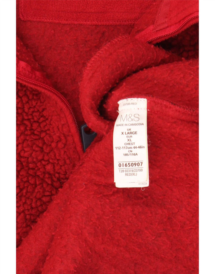 Marks & Spencer Fleece Jumper med lynlås til mænd XL rødbrun polyester