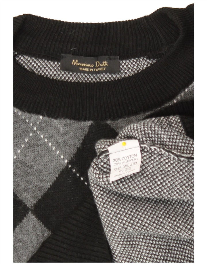 Massimo Dutti Dame Crop Crew Neck Jumper Sweater UK 10 Small Black