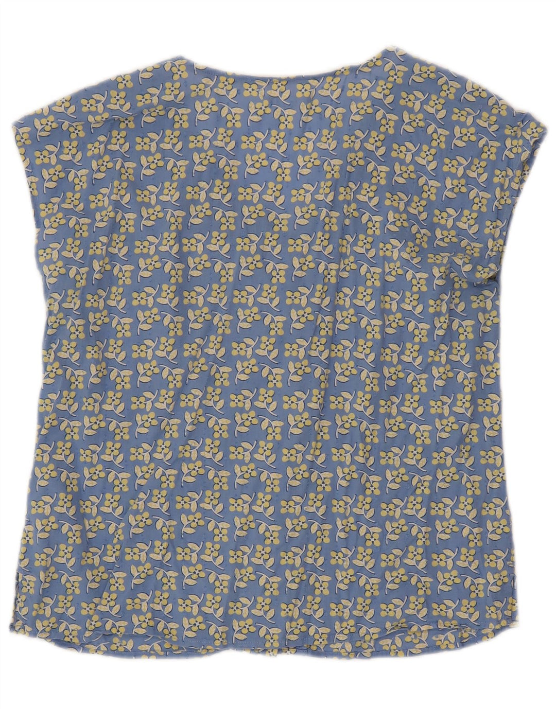 White Stuff Dame Kortærmet Bluse Top UK 12 Medium Blue Floral