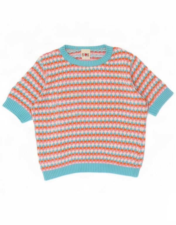 Redok Womens Crop Boat Neck Jumper Sweater UK 14 Large Multicoloured