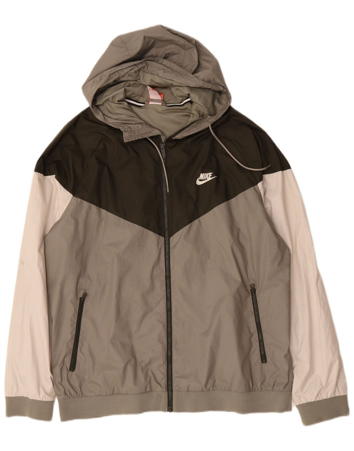 Nike Træningsdragt med hætte til mænd Topjakke 2XL Grå Colourblock Polyester