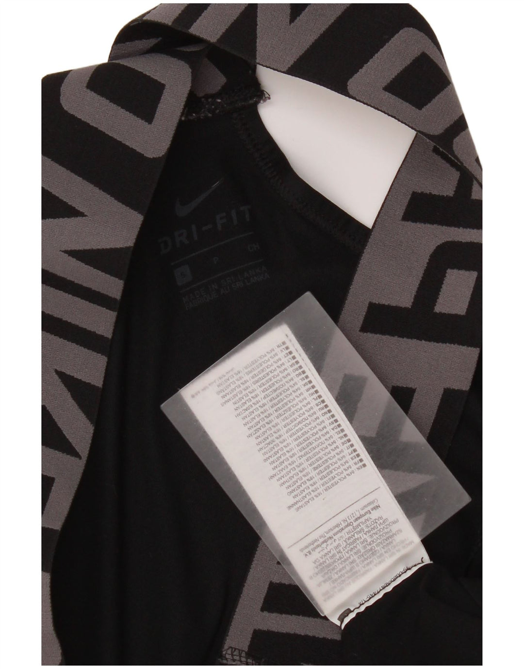 Nike Dame Dri Fit Grafisk Sport BH Top Lille sort polyester