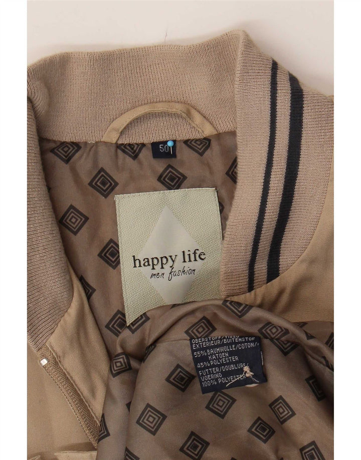 Happy Life Herre Bomberjakke IT 50 Stor Beige Bomuld