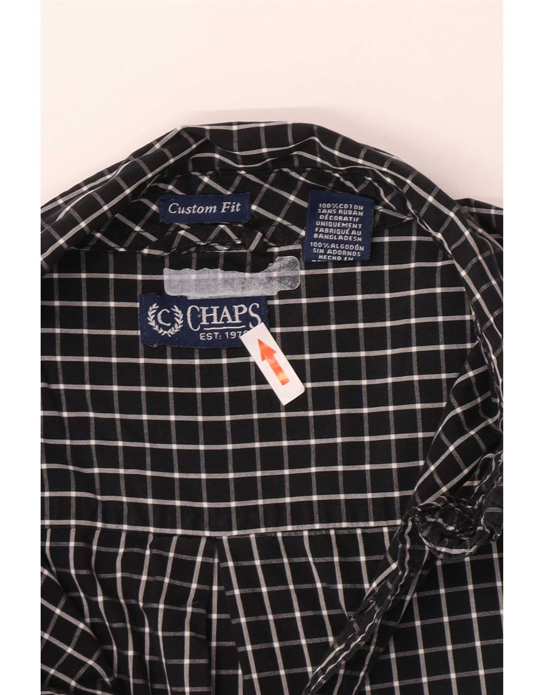 Chaps Herre Custom Fit skjorte 2XL sort ternet bomuld