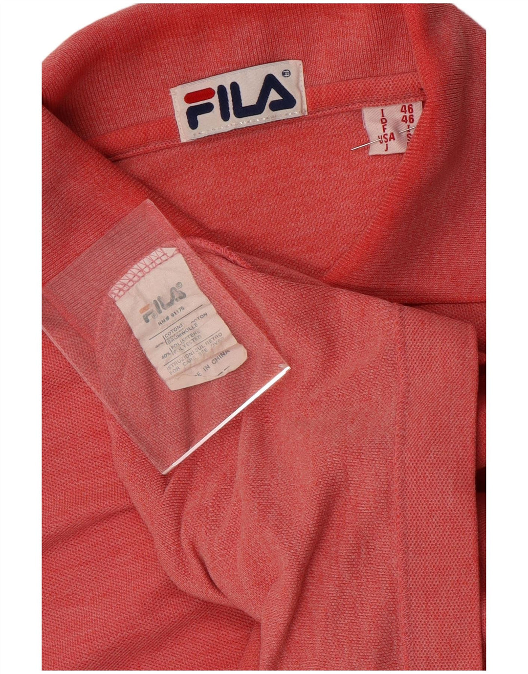 Fila Herre Polo Shirt IT 46 Lille Rød Bomuld