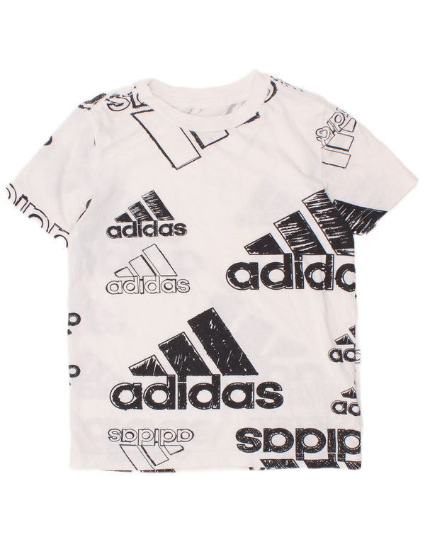 Adidas drenge Regular Fit grafisk T-shirt top 5-6 år hvid bomuld