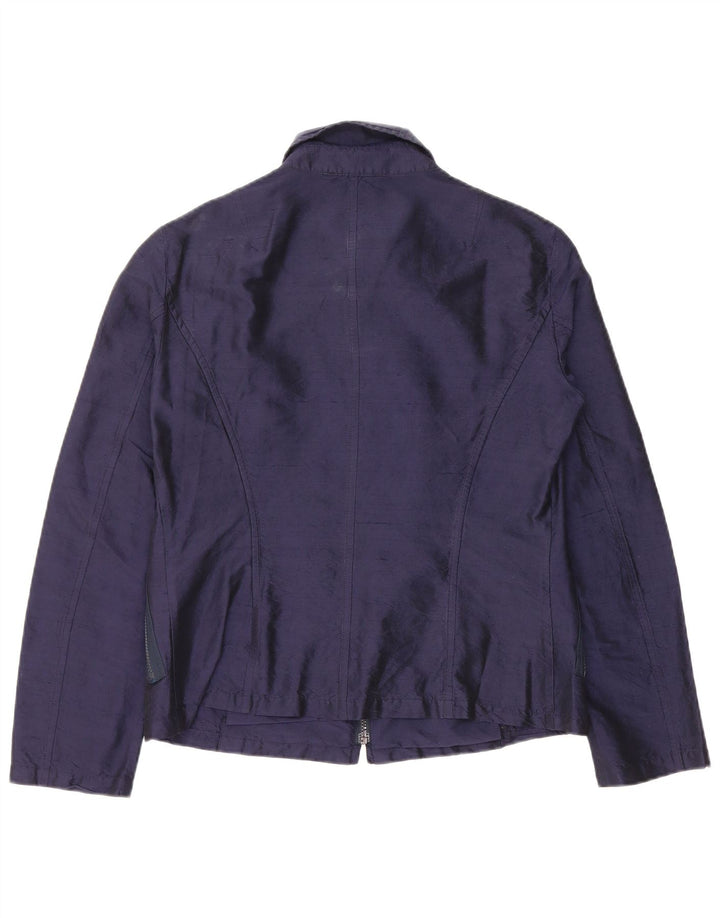Alberto Biani Dame Bomber Jacket IT 46 Large Navy Blue Silke